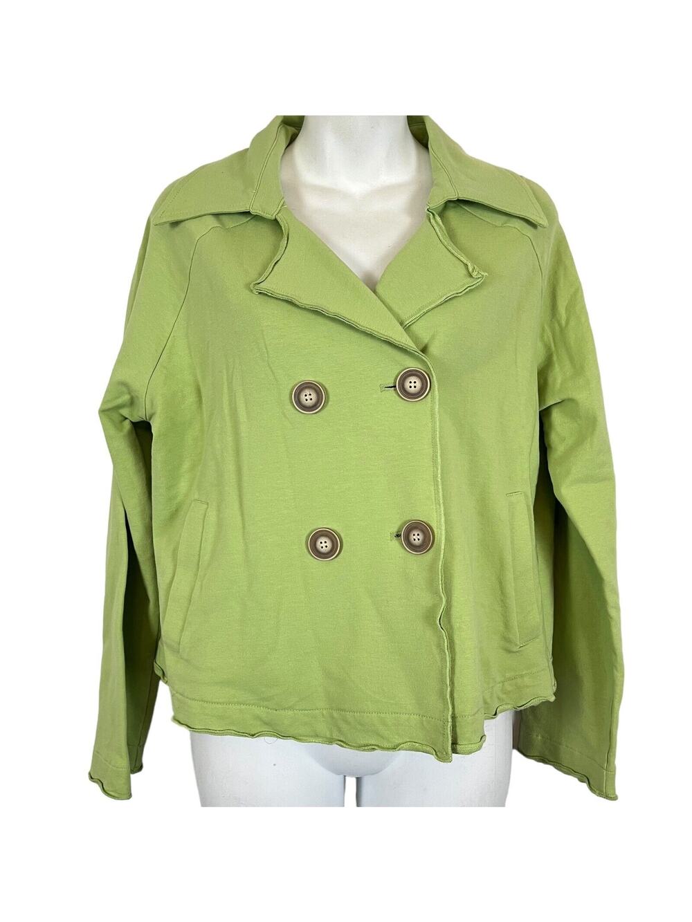 NTCO Nomadic Traders Womens Green Knit Stretch Cotton Lightweight Jacket sz S